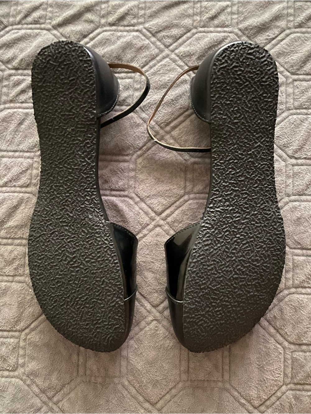 Black Women's Ankle-Strap Flats - Picture 2 of 5